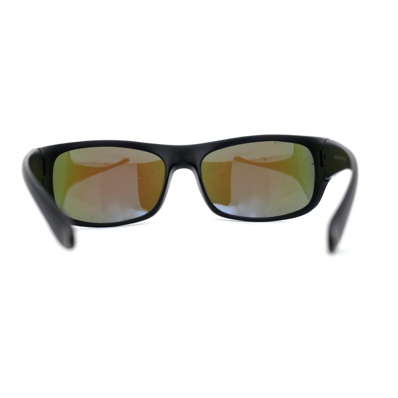 SA106 Polarized Mens Biker Style Wrap Around Rectangular Sport Sunglasses