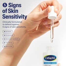 Formulated with Cetaphil Ceramide Serum and Centella Asiatica to Restore Skin Barrier Hydration Sensitivity Unscented Dermatologist Tested 1 oz / 세타필 세라마이드 세럼 및 센텔라 아시아티카로 제형화된 피부 장벽 수분 공급 복원 민감성 무향 피부과 전문의 테스트 1온스