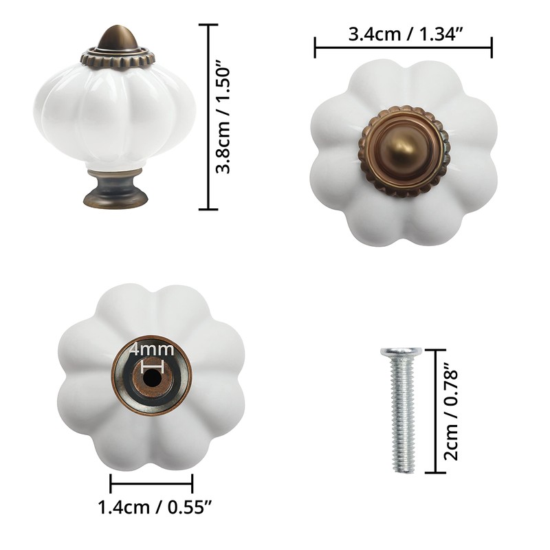 KurtzyTM Set of 8 Cream White Ceramic Vintage Cabinet Drawer