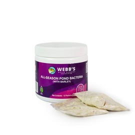 Webb's Water Gardens All-Season Pond Bacteria with Barley Packets - Supports up to 1000 Gallons - 12 Packets for Easy Application - 5 Pounds - Ideal for Clearing Pond Water and Maintaining Fish Health