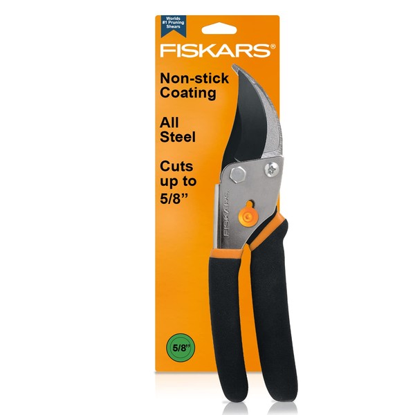 Fiskars Gardening Tools: Bypass Pruning Shears, Sharp Precision-ground Steel Blade, 5.5” Plant Clippers (91095935J)
