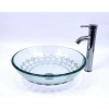 Lorixon 16" Clear Tempered Glass Vessel Sink Unique Square Pattern