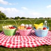 3 Pcs Large Woven Picnic Basket Bamboo Chip Woven Basket
