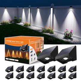 16 Pack Bright Sun Power Fence Lights Outdoor Waterproof with Cool White LED Spot, for Exterior Door, Deck, Step, Yard, Railing, Porch, Pool Cage, Modern Designed for Enhanced Security, Easy Mounting