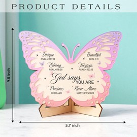 Christian Gifts for Women Birthday, God Says You Are Plaque, Religious Desk Decor, Butterfly Gifts For Women, Faith-Based Inspirational Gift for Friends, Mom, Sister, Girl, Coworker, Christian, Butterfly Decorations