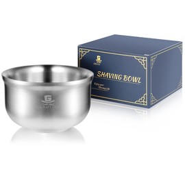 GRUTTI Shaving Bowl Shaving Soap Dish Container Rustproof for Classic Wet Shaving, Men's Shaving Soap Dish Three Layer 304 Stainless Steel - Heat Preservation, (4.13 Inches / 10.5 cm)