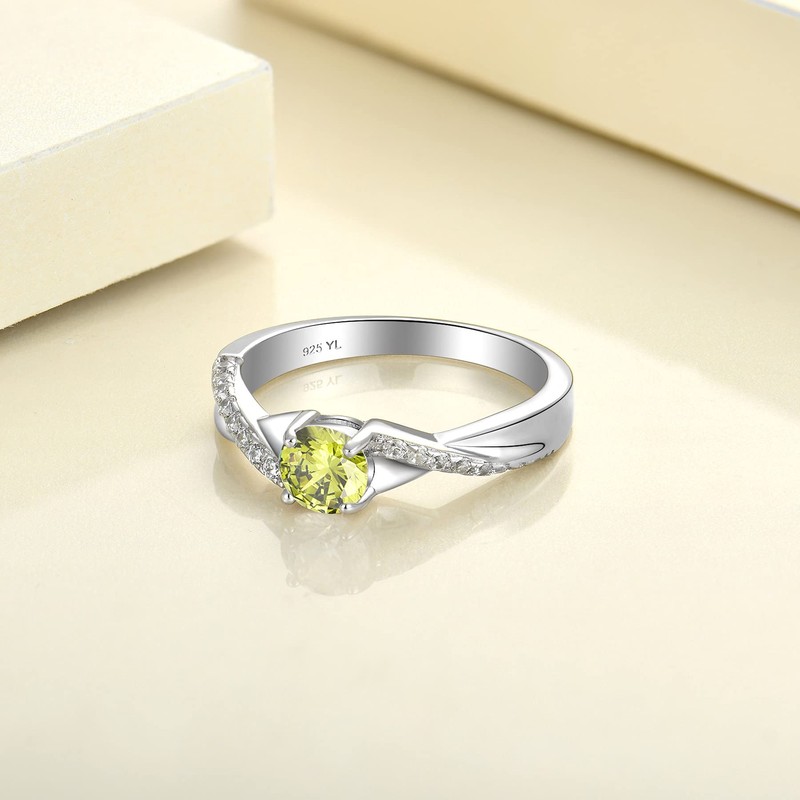 YL 925 Sterling Silver Engagement Ring 5MM 3A Cubic Zirconia