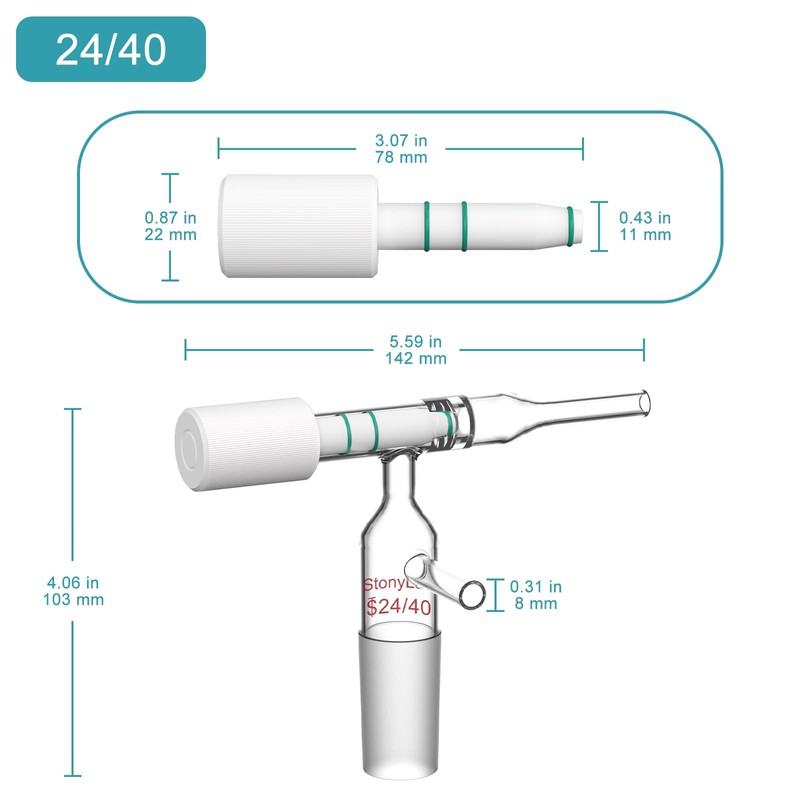 stonylab Glass Adapter, Chromatography Flow Control Adapter with 24/40 Inner