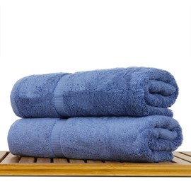 Luxury Hotel & Spa Ultra Soft Bath Towels 100% Turkish Cotton - Wedgewood - Set of 2