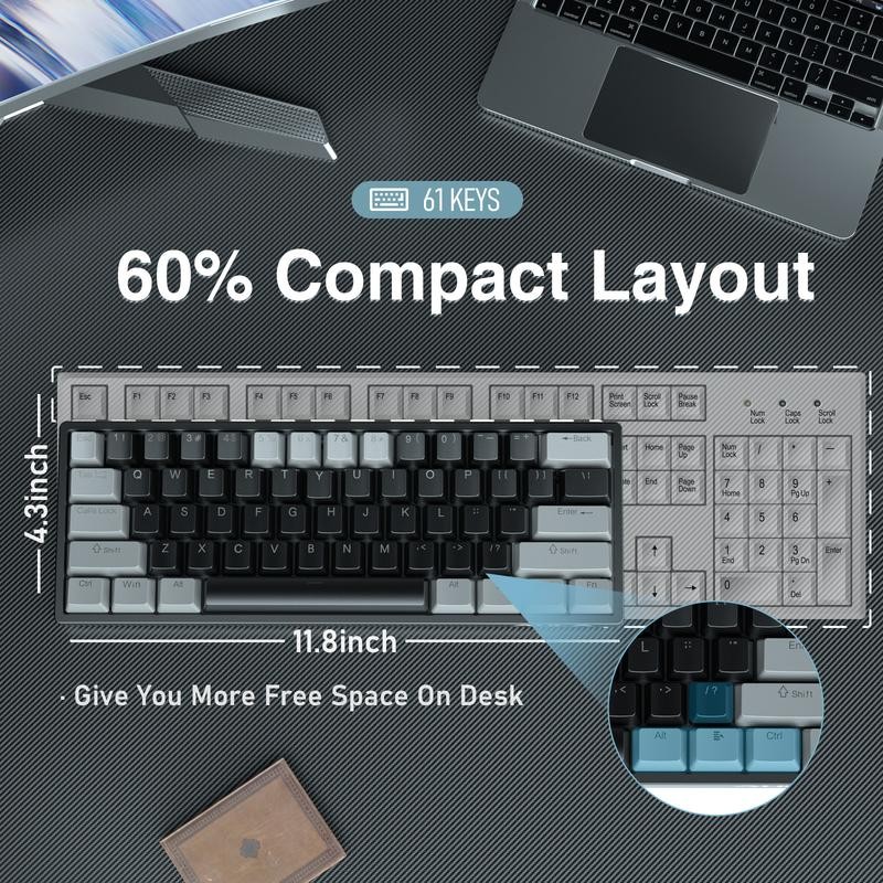 AULA F3261 60 percent keyboard mechanical gaming keyboard, wired version,