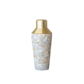 Creative Co-Op 24 oz. Stainless Steel and Mother of Pearl Cocktail Shaker, Natural