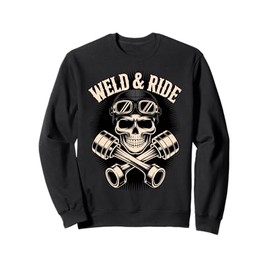 Skull with Goggles and Crossed Pistons Biker Artwork Sweatshirt