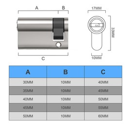 Bwintech 50mm(10/40) Satin Nickel Euro Cylinder Lock,Door Barrel Lock,Key/Key with 3 Standard Keys,Anti-Pick,Anti-Bump,Anti Drill,High Security for UPVC,Wooden,Composite Doors