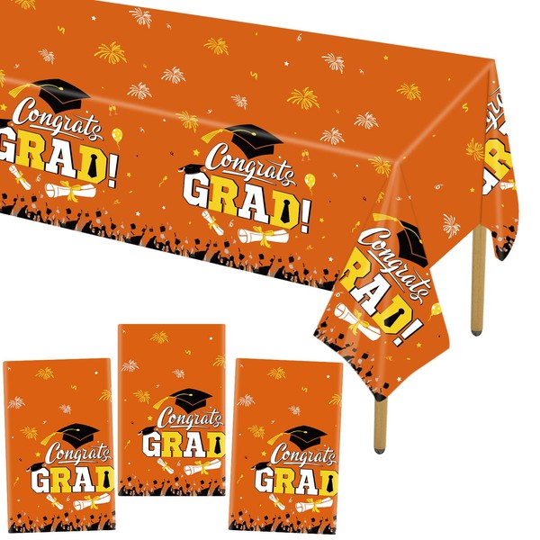 STARSIDE Set of 3 Plastic 2025 Graduation Tablecloth,54"x108" Graduation Party