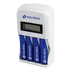 Volteck Cargador de Pilas, AA, AAA, Incluye 4 Pilas AA
