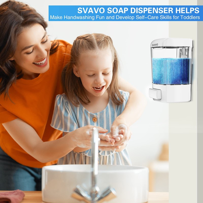 SVAVO Wall Mounted Soap Dispenser Kitchen Bathroom Manual Soap Dispenser