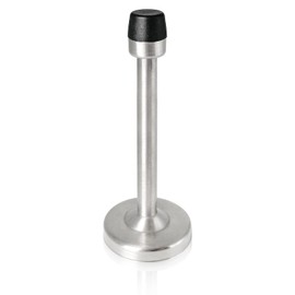 Door Stopper, 6 Inch Long Door Stop Floor Wall Mount Stainless Steel Door Stop with Sound Dampening Rubber Tip, Brushed Satin Doorstop Protect Door from Slamming, Silver