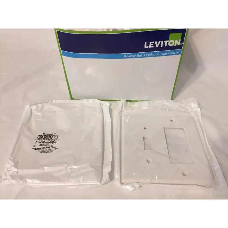 Leviton 80605-W 2-Gang 1-Toggle 1-Decora/GFCI Combo Wall-Plate Outlet Cover Mid