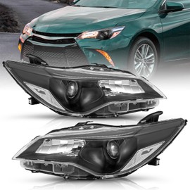 TUSDAR Fits For 2015 2016 2017 2015-2017 Toyota Camry Headlights Assembly Replacement Headlamp,Black Housing with Clear Reflector