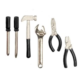 Dollhouse Black 6 Piece Tool Set Miniature 1:12 Garden Shed Work Accessory