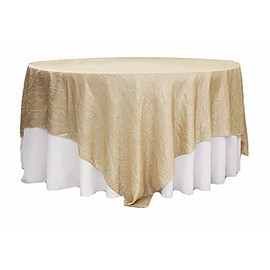 CV Linen Crushed Taffeta Table Overlay - 90' x 90' Square | Champagne | 1 Pc.