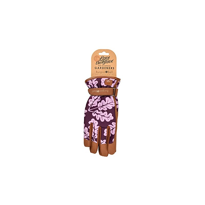 Burgon & Ball Love Oakleaf Plum S/M Gloves, Ladies, Gardening,