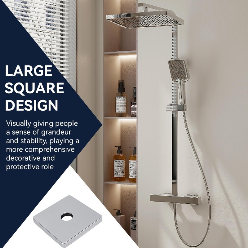 2pcs Square Shower Arm Cover Plate, Stainless Steel Shower Arm