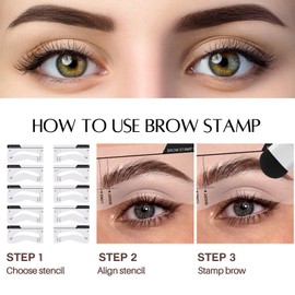 Eyebrow Stamp Stencil Kit Perfect Brow Stamp Shaping Kit Long-lasting Waterproof Eyebrow Stamp (Dark Brown)