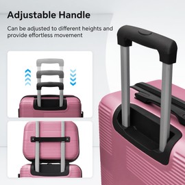 FLAGLY 4-Piece Luggage Set, 12'' 20" 24" 28" Hard Shell Suitcases with 360° Spinner Wheels, TSA Lock, Durable Scratch-Resistant ABS Travel Luggage (Pink, 4 pcs)