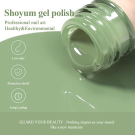 SHOYUM Eucalyptus Green/Sage Green Color Gel Nail Polish 15ml, Soak Off U V LED Nail Lamp Gel Polish Nail Art Manicure Salon DIY Home 0.51Oz Gift for Women