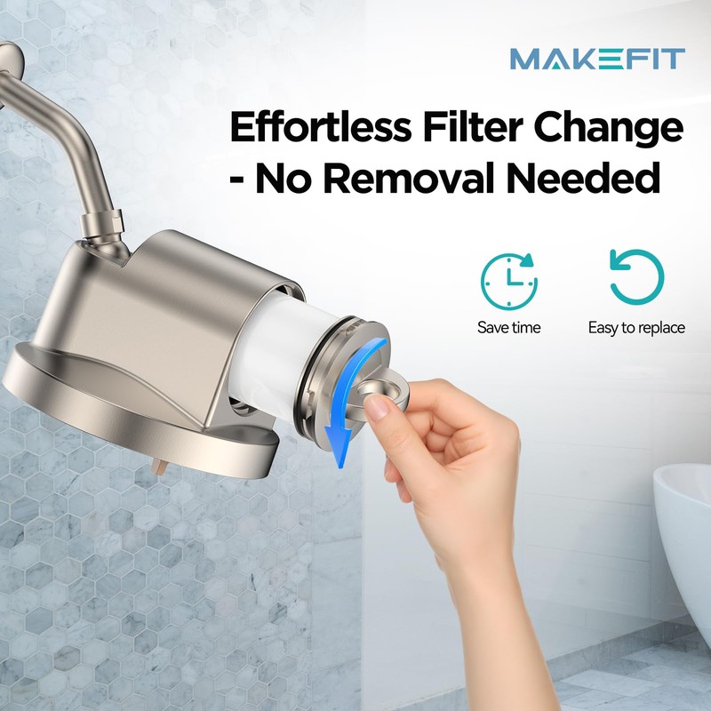 MakeFit Filtered Shower Head - 5 Settings High Pressure Rain
