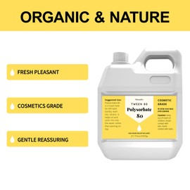 21.17 oz Polysorbate 80 for Bath Bombs, Premium Polysorbate 80 (Sorbitan Oleate) Liquid, 100% Pure, Cosmetics Grade, Gentle on Skin, Suitable for Making Lotions, Shampoos, Body Washes and More