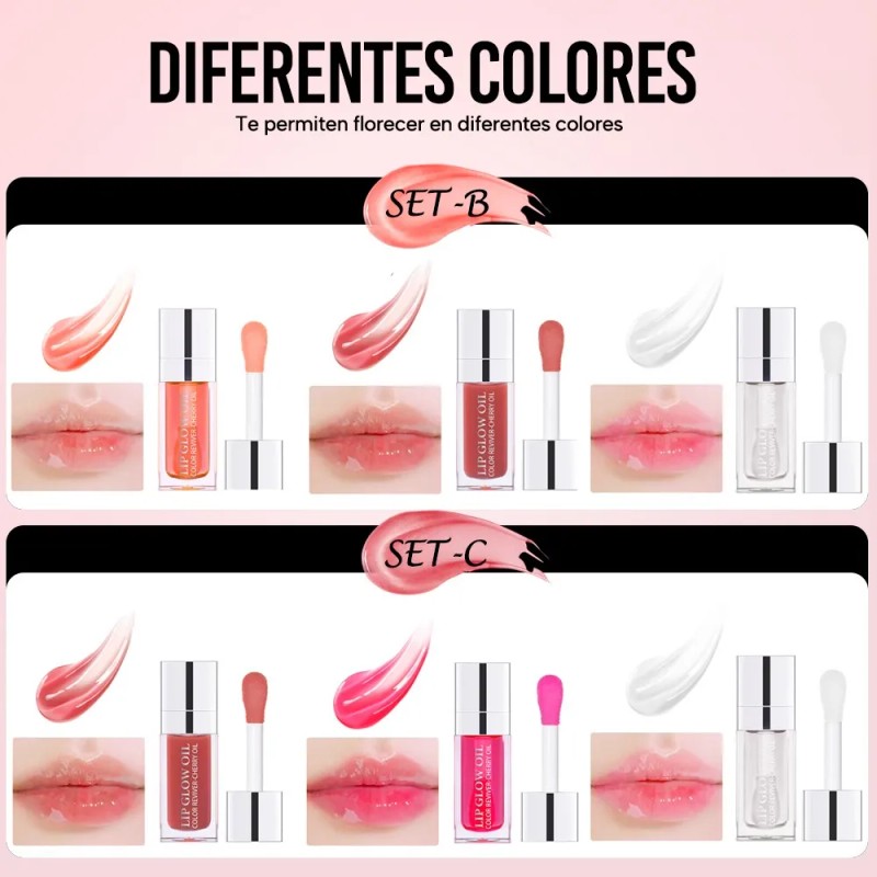Set De 3 Aceites Para Labios Lip Glow Oil Gloss
