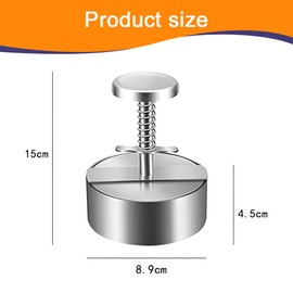 Stainless Steel Burger Press with Adjustable Thickness, Non-Stick Hamburger Patty Maker Mold for Beef, Vegetables, BBQ, BPA Free, Silver
