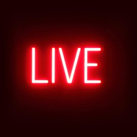 SpellBrite LIVE Sign for Businesses | Broadcasting-Related Signs with Neon Look, Red LED Light | 13.7" x 6.3"