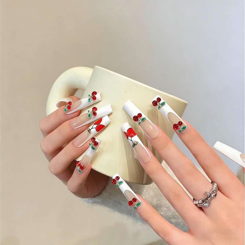 80PCS Mini 3D Cherry Nail Charms, Rhinestones Cherry Gems Studs