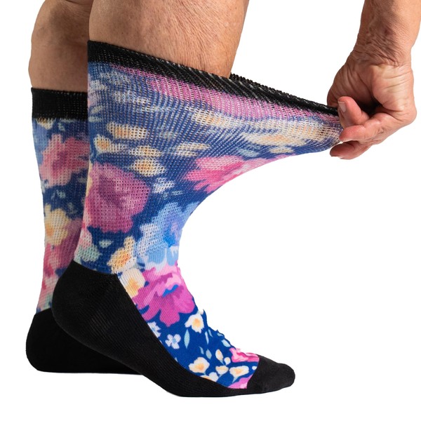 Viasox EasyStretch Diabetic Crew Socks for Men & Women, Non