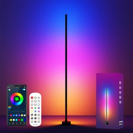 Corner Floor Lamp - RGB Standing Smart Corner Light with 16 Million Colors, 68+ Scene, Music Sync, Timer Setting - Ideal Ambient Lighting for Home Bedroom Game Room
