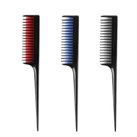 3 Pieces Triple Teasing Comb Professional Styling Tease Layers Rat Tail Comb Teasing Brush Unisex Fine Tooth Comb for Women Back Combing Root Teaser Adding Volume Styling (Black/Red/Blue)