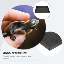 iplusmile Reptile Food Feeder, Reptile Bowl, Reptiles Water Tray, Anti-Slip Square Food and Water Feeder, Tortoise Bath, Large Reptile Food and Water Dish for Gecko, Turtle, Bearded Dragon (Black)