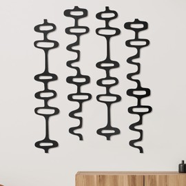 Wenqik 8 Pack Mid Century Wall Panels Decor Wood Wall Art Wall Panels for Interior Wall Decor Vintage Decorative Geometric Wall Panels for Home Living Room Bedroom(Black)