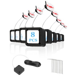 8Pack Remote Control Tether, 6.5 Ft Remote Control Leash, Retractable Safety Lock with Adjustable Lock Strap for TV Remotes, Game Controllers, and Tablets - Perfect for Showrooms