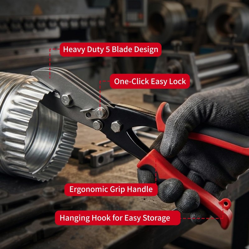 Cesilili 5-Blade Hand Crimper Sheet Metal Tool, HVAC Duct Crimping