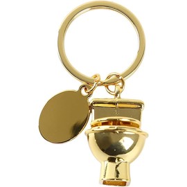 1Pc Golden Personality Creative Mini Toilet Shape Metal Keychain Simulation Toilet Car Key Pendant Decor Small in Size,Convenient to Carry,Charms,Arts,Crafts and Beading and Jewelry