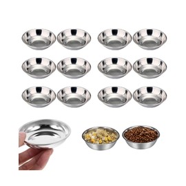 QLEUIFT 12 x Mini Dip Bowls, Sauce Bowls, Dipping Bowls, Stainless Steel Plates, Mini Snack Plates, Stainless Steel Bowls, Small Metal Bowls are Rust-Proof Sushi Bowl for All Types of Spices, 8 cm