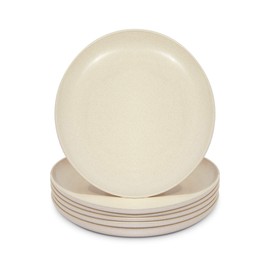 Wheat Straw Plates, Unbreakable Dinner Plate (Beige, 8 In, 6 Pack)