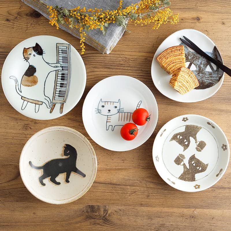 EAST Table Medium Plate, Nekomaruke, Pianist, 6.2 inches (15.8 cm)