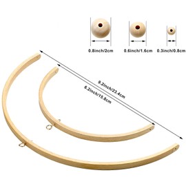 LALOCAPEYO DIY Wooden Frame Ornaments Handmade Kit,Round Wind Bell, Hang Decoration,Ceiling Wooden Wind Chime Hanging (semicircle)