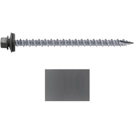#10 Metal ROOFING SCREWS: (250) Screws x 3" CHARCOAL Hex Head Sheet Metal Roof Screw. Self starting/tapping metal to wood sheet metal siding screws. EPDM washer. for corrugated roofing