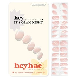 Heyhae Tiras de gel semicurado para uñas | No requiere lámpara LED | Estilo francés, rosa, primavera | Fácil de aplicar y retirar, acabado de salón | 